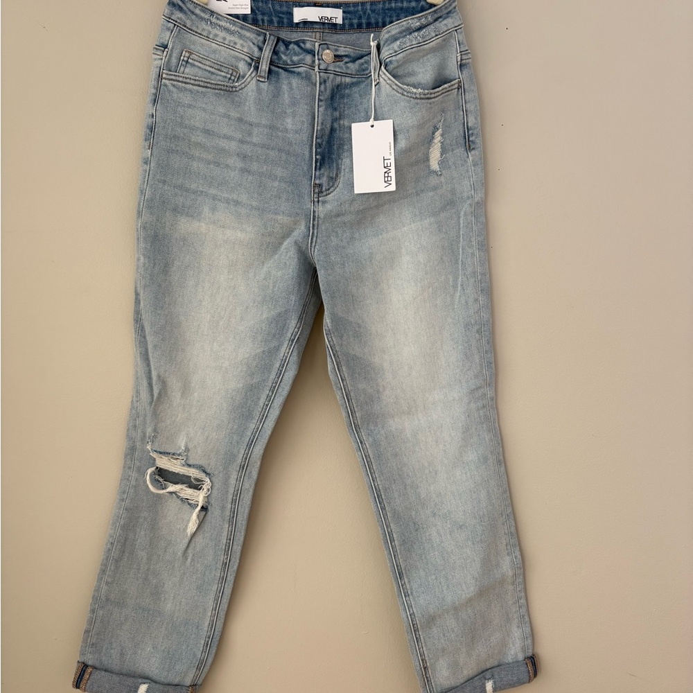 NWT Vervet Shirley Super High-Rise Stretch Slim Straight Jeans